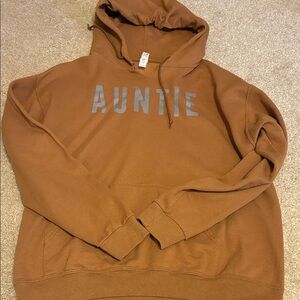 Gildan Brown Hoodie with 'Auntie' Graphic